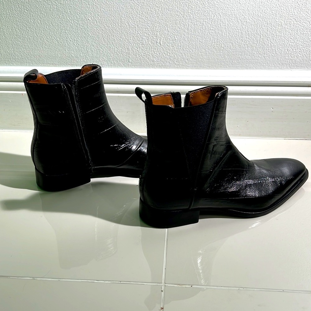 Aldo Dorritt Black Leather Embossed Zip Ankle Boot